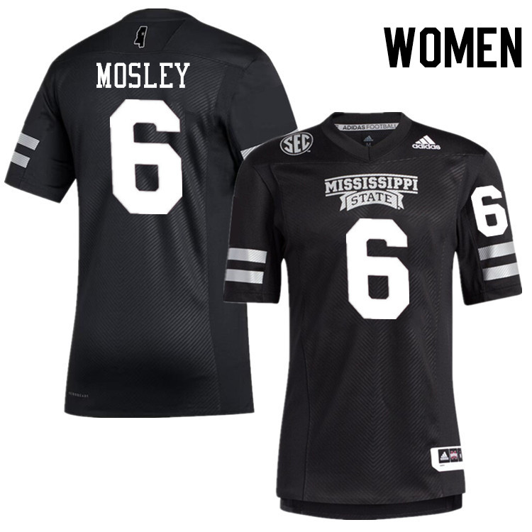 Women #6 Jordan Mosley Mississippi State Bulldogs College Football Jerseys Stitched-Black